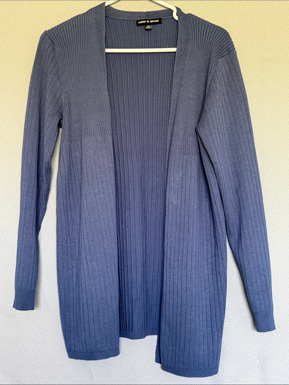 Cable & Gauge Ribbed Long Open Cardigan